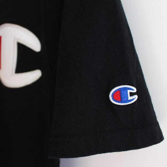Champion Black Embroidered Crew Neck Tee - Picture 3 of 6